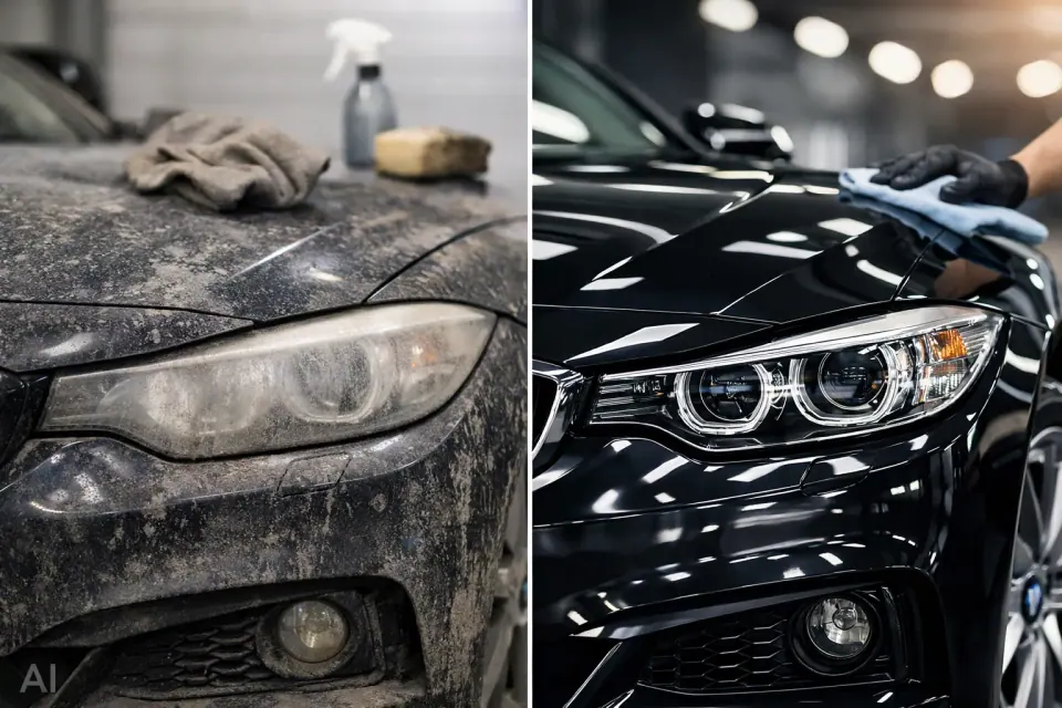 Autoaufbereitung: Vorher-Nachher-Beispiele – Symbolbild (KI-generiert)