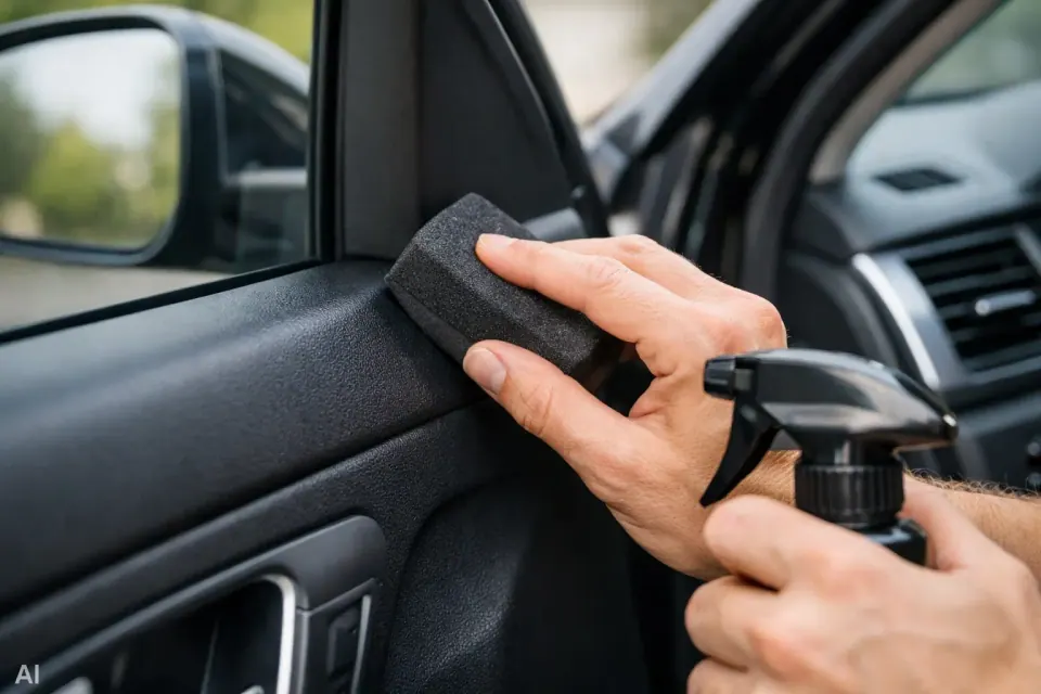 Kunststoffpflege am Auto richtig anwenden – Symbolbild (KI-generiert)