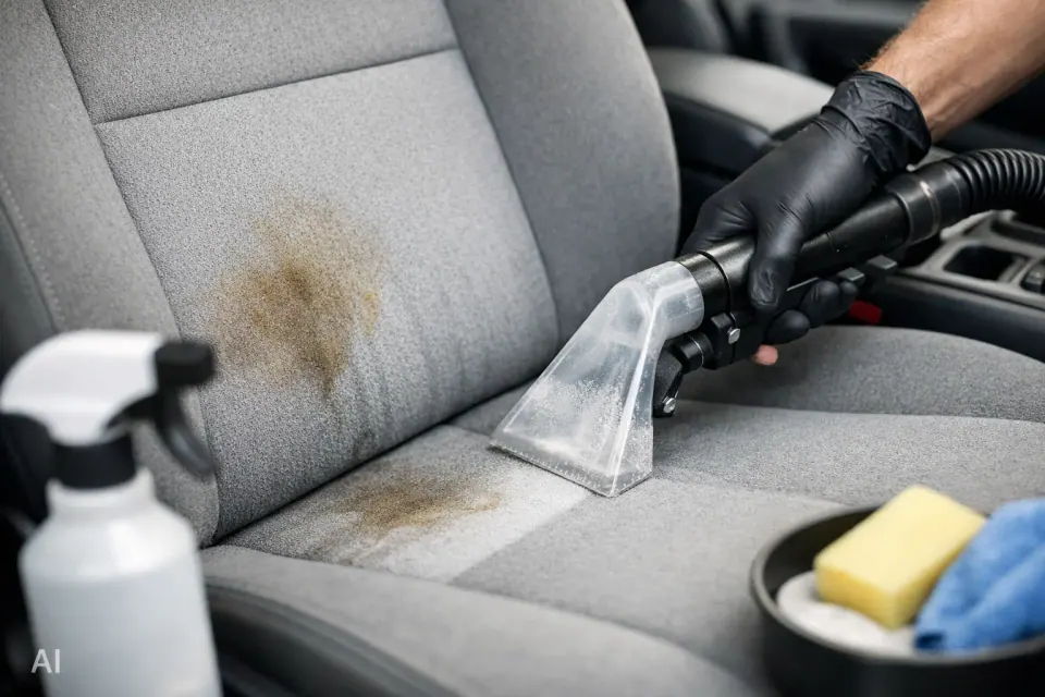 Polsterflecken im Auto professionell entfernen – Symbolbild (KI-generiert)